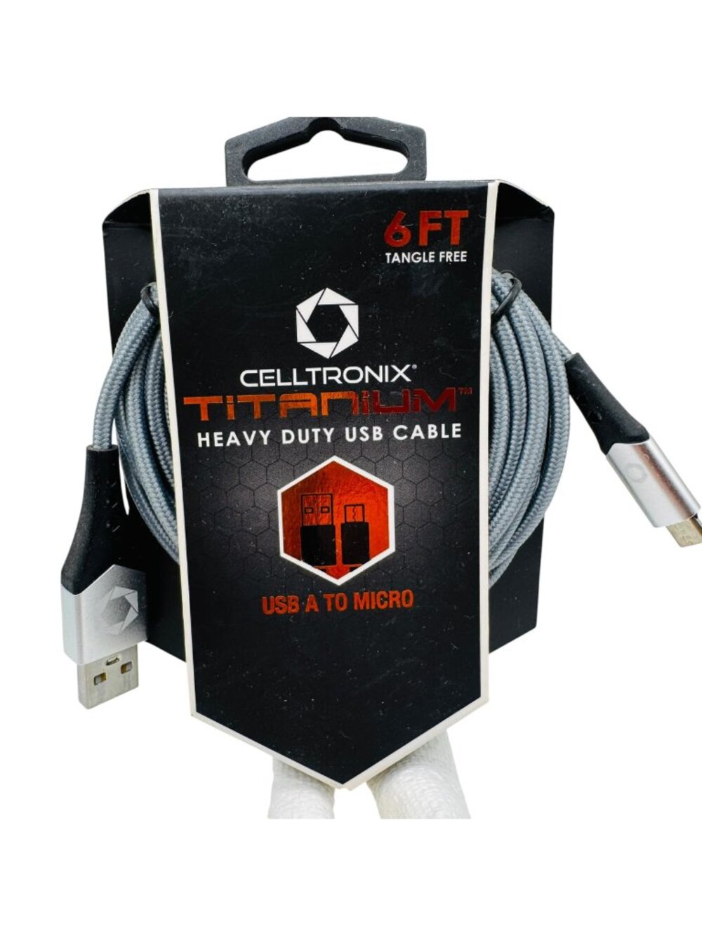 Celltronix Titanium 6 Ft Heavy Duty USB A To Micro USB Charging Data Cable Gray